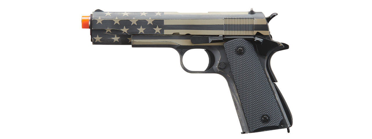Army Armament Full Metal 1911 GBB Airsoft Pistol - Custom Cerakote Distressed Black/Tan Stars & Stripes
