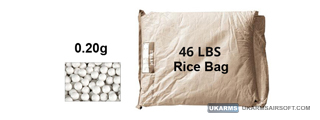 Lancer Tactical 46 lbs Rice Bag Airsoft 0.20g BBs (Color: White)