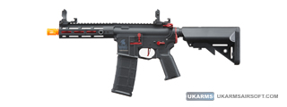 Lancer Tactical Gen 2 Hellion M-LOK 7" Airsoft M4 AEG (Color: Black & Red)(Battery and Charger Included)