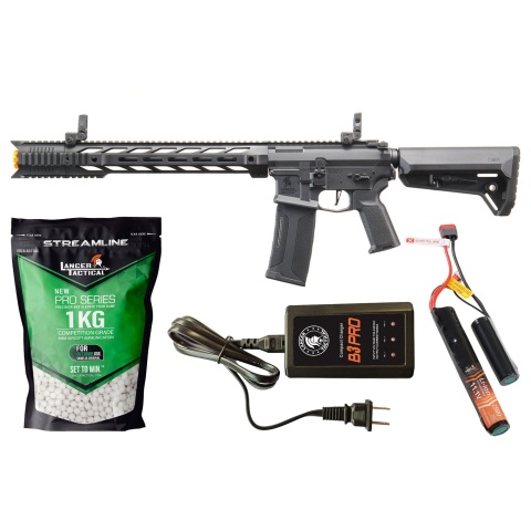 Lancer Tactical Gen 3 M4 SPR Interceptor AEG w/ Ambidextrous NSR Receiver & NSR Stock - (Black) - Gen 3 Starter Bundle