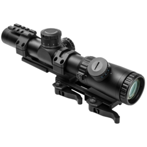 NcStar EVO 1.1-4 x 24mm Dot + MilDot Scope w/ SPR Mount - BLACK