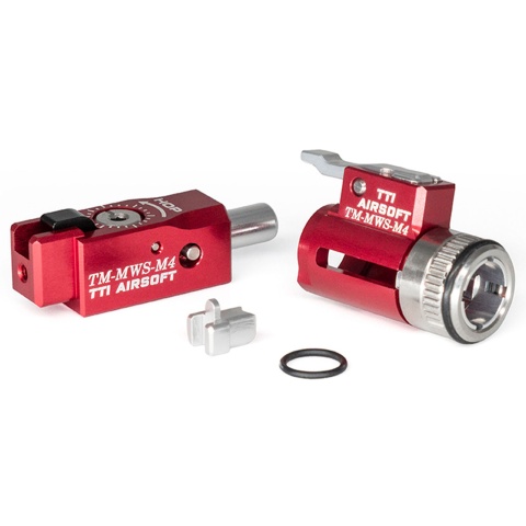 TTI One-Piece Full CNC 7075 TDC Hop-Up Chamber and Adjuster Set for Tokyo Marui MWS M4 GBB Rifles - (Red)