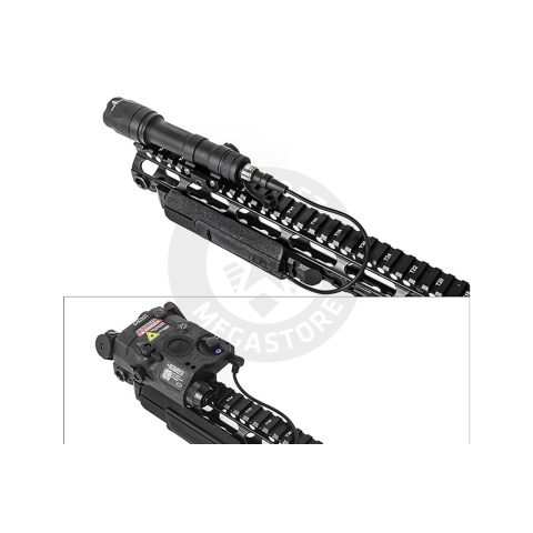 Atlas Custom Works Pressure Switch Mount for Tactical Flashlight DBAL PEQ 15 Suitable for 20mm Picatinny Rail - (Black)