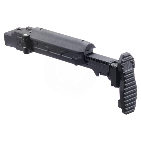 Atlas Custom Works Folding Telescopic Buttstock w/ Cheek Riser for GHK AKM V2 GBB Airsoft Rifle - (Black)