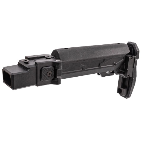 Atlas Custom Works Adjustable Telescopic Folding Stock w/ 4 Position Cheek Riser for GHK AKM V3 GBBR Airsoft Rifles - (Black)