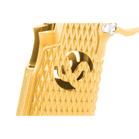 Atlas Custom Works CNC Aluminum Type 9 Grip Kit w/ Magwell Trigger Guard/Housing for Tokyo Marui Hi Capa GBBP Airsoft Pistols - (Gold)