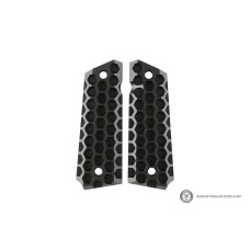 Atlas Custom Works Aluminum Grip Panel for 1911 Series Pistols (Black/Honeycomb)