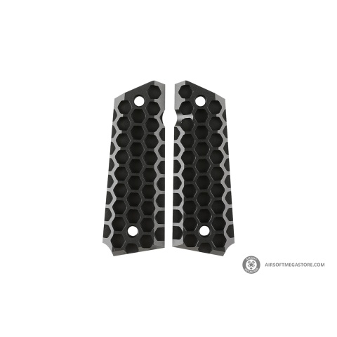 Atlas Custom Works Aluminum Grip Panel for 1911 Series Pistols (Black/Honeycomb)