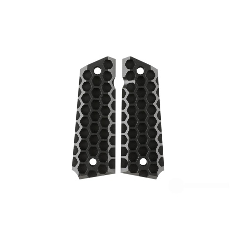 Atlas Custom Works Aluminum Grip Panel for 1911 Series Pistols (Black/Honeycomb)