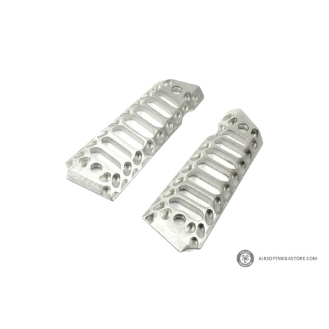 Atlas Custom Works 1911 Government/Commander Cobra Skeleton Full Size Aluminum Grip Panels (Color: Silver)