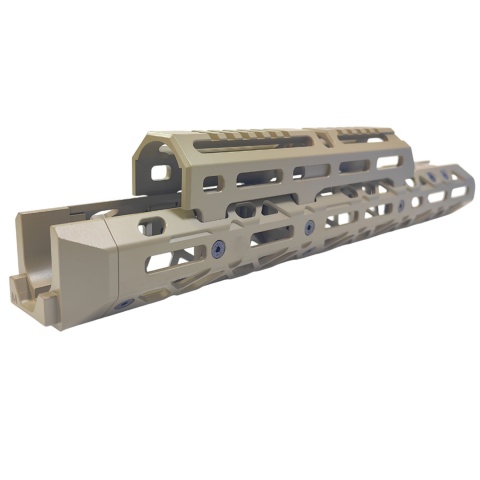 Atlas Custom Works Extended Handguard w/ Extended Top Rail for Tokyo Marui AKM GBB Airsoft Rifles - (Tan)