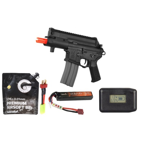 Ares Amoeba M4 CCP AM-003 Airsoft Aeg Pistol W/ EFCS - Battery/Adapter/Charger Combo - (Black)