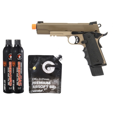 Army Armament Full Metal R32 Gas Blowback Airsoft Pistol - Green Gas Combo - (Tan)