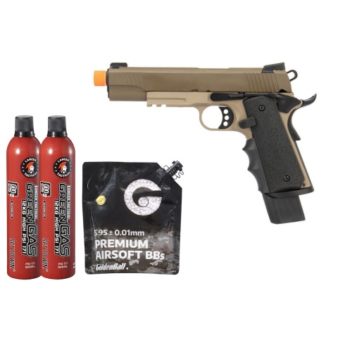 Army Armament Full Metal R32 Gas Blowback Airsoft Pistol - Green Gas Combo - (Tan)