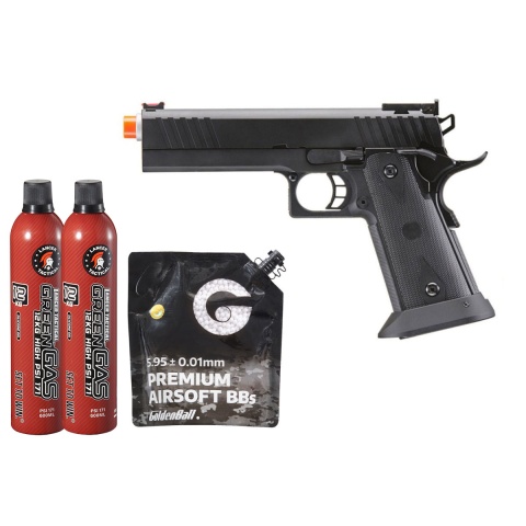 Army Armament R609 Hi-Capa Gas Blowback Airsoft Pistol - Green Gas Combo - (Black)