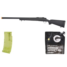 CA-S020M M24 LTR Gen 2 Bolt Action Sniper Rifle Airsoft Gun (Black) - BB/Sniper Bundle
