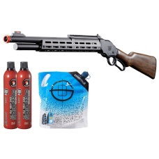 Golden Eagle Alpha Tactical Production A.T.87 Long Barrel Lever Action Gas Shotgun - Green Gas Combo - (Black)