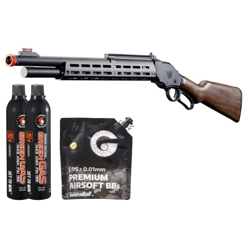 Golden Eagle Alpha Tactical Production A.T.87 Long Barrel Lever Action Gas Shotgun - Green Gas Combo - (Black)