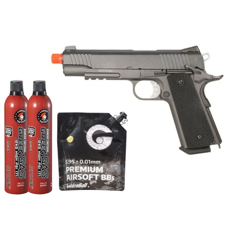 Well Airsoft GX 194 Pistol Gas Blowback GBB Full Metal - Green Gas Combo - Black