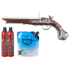 HFC George Washington Flintlock Airsoft Green Gas Powered Pistol - Green Gas Combo - (Silver)