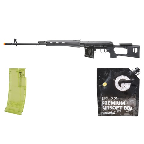 Atlas Custom Works Full Metal SVD Spring Rifle w/ Removable Cheek Rest - BB/Sniper Bundle