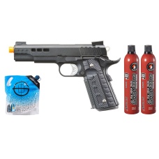 Ascend Airsoft KP1911 Custom Gas Blowback Airsoft Pistol - Green Gas Combo - (Black)