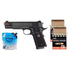 KJW KP07 M1911 Full Metal Tokyo Marui System CO2 Gas Blowback Pistol - CO2 Combo - (Black)