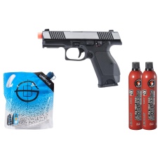 Kizuna Works KW-15k Gas Blowback Airsoft Pistol - Green Gas Combo - (Chrome/black)