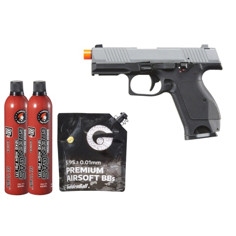 Kizuna Works KW-15k Gas Blowback Airsoft Pistol - Green Gas Combo - (Metal/cerakote Gray)