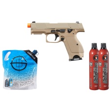 Kizuna Works KW-15k Gas Blowback Airsoft Pistol - Green Gas Combo - (Metal/Cerakote FDE)