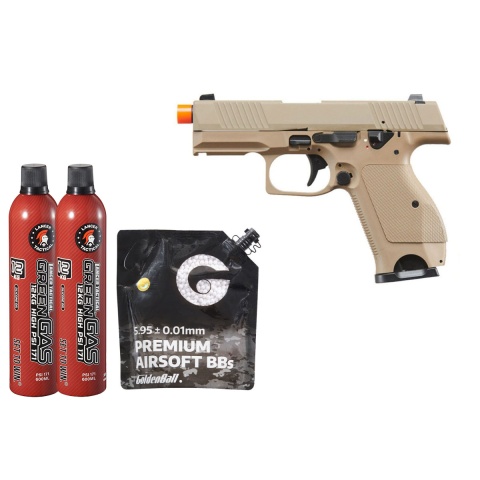Kizuna Works KW-15k Gas Blowback Airsoft Pistol - Green Gas Combo - (Metal/Cerakote FDE)