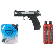 Kizuna Works MKW Full Sized Gas Blowback Airsoft Pistol - Green Gas Combo - (Chrome/Black)