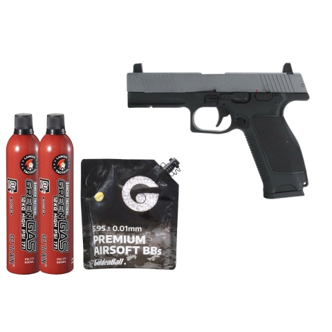 Kizuna Works MKW Full Sized Gas Blowback Airsoft Pistol - Green Gas Combo - (Metal/Cerakote Gray)