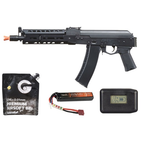 LCT Airsoft AK104 Steel AEG Airsoft Rifle w/ ASTER V2 - Battery/Charger Combo - (Black)