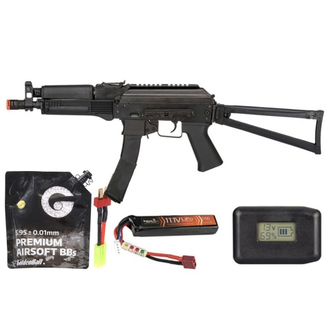 LCT Vityaz Steel PP-19-01 AEG Airsoft SMG - Battery/Adapter/Charger Combo - (Black)
