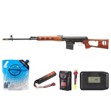 LCT SVD Dragunov Electric Airsoft Sniper Rifle W/ Real Wood Furniture - Battery/Adapter/Charger Combo - (Wood)