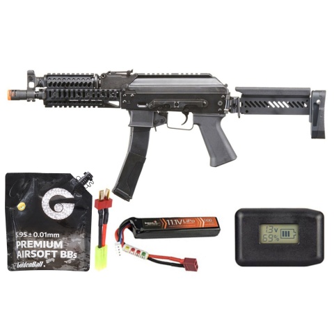 LCT ZP-19-01 Vityaz Aeg Rifle W/ Folding Stock - Battery/Adapter/Charger Combo - (Black)