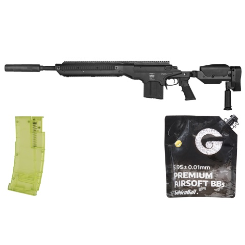 Lancer Tactical Bolt Action Sniper Rifle w/ Folding Stock (Black) - BB/Sniper Bundle