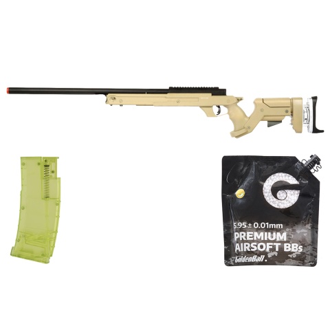 Wellfire SR22 Full Metal Type 22 Bolt Action Sniper Rifle - Dark Earth - BB/Sniper Bundle