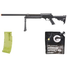 Well Fire Airsoft SR2 Bolt Action Rifle w/ Bipod (Black) - BB/Sniper Bundle