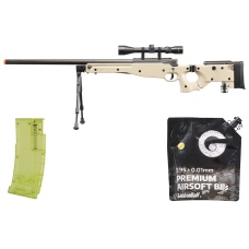 Well MB08TAB L96 AWP Bolt Action Rifle W/ folding Stock Bipod & Scope (Tan) - BB/Sniper Bundle