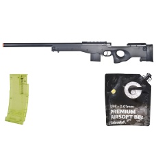 Well Airsoft L96 AWS Bolt Action Rifle W/ Bipod And Scope - (Black) - BB/Sniper Bundle