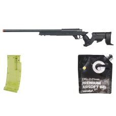Well Airsoft MB04 Gas Powered Bolt Action Rifle W/ Adjustable Stock - BB/Sniper Bundle