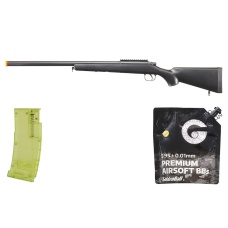 AGM MP001B Bolt Action Sniper Rifle (Black) - BB/Sniper Bundle