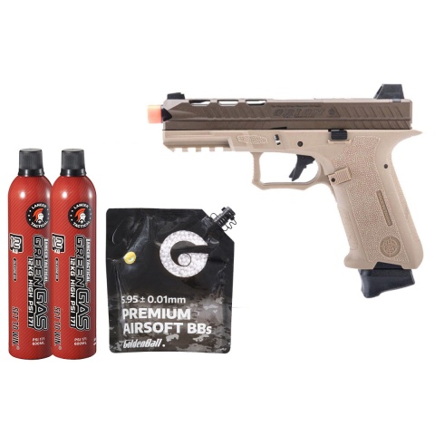Poseidon Orion Performance Series GBB Pistol No.2 - (Tan/Brown) Green Gas Combo
