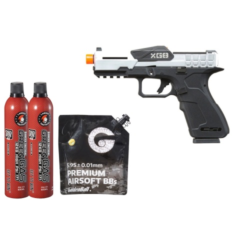 Poseidon CSI XG8 Gas Blow Back Aluminum Pistol - Green Gas Combo - (Metal/silver)
