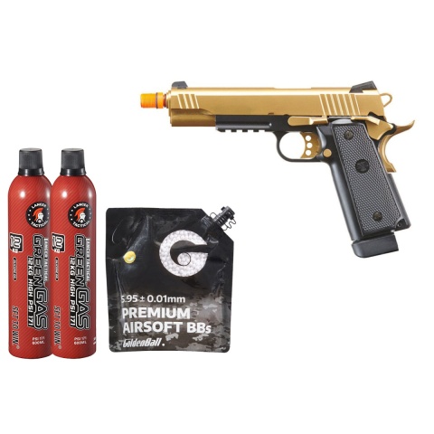 Raven Airsoft Railed R14 Hi Capa - Green Gas Combo - (Gold)