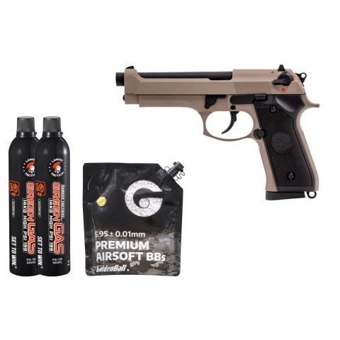 Vorsk Raven R92f Gbb Pistol - Green Gas Combo - (Black/Tan)