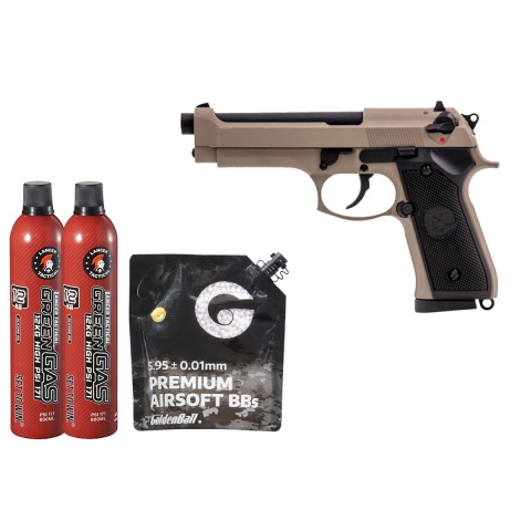 Vorsk Raven R92f Gbb Pistol - Green Gas Combo - (Black/Tan)