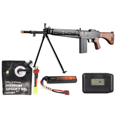 S&t Type 64 Full Metal Full Size Aeg Airsoft Battle Rifle - Battery/Adapter/Charger Combo - (Black/wood)